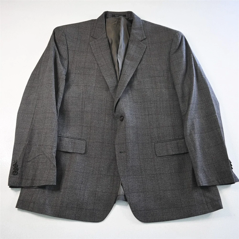 Michael Kors 46R Glenn Check 100% Wool Flannel Blazer Suit Jacket Sport Coat